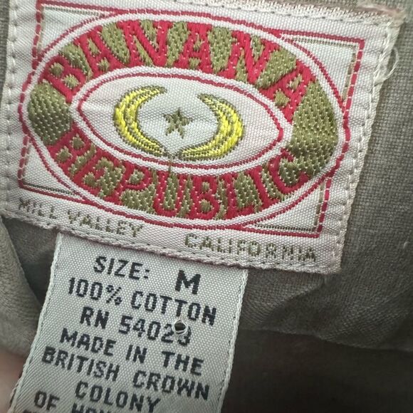 Vintage 1980s banana republic explorer Khaki Button-Up Shirt Hong Kong safari M - Picture 2 of 12